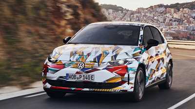 Volkswagen ID. Polo prototype, camouflaged exterior, front three-quarters | CAR