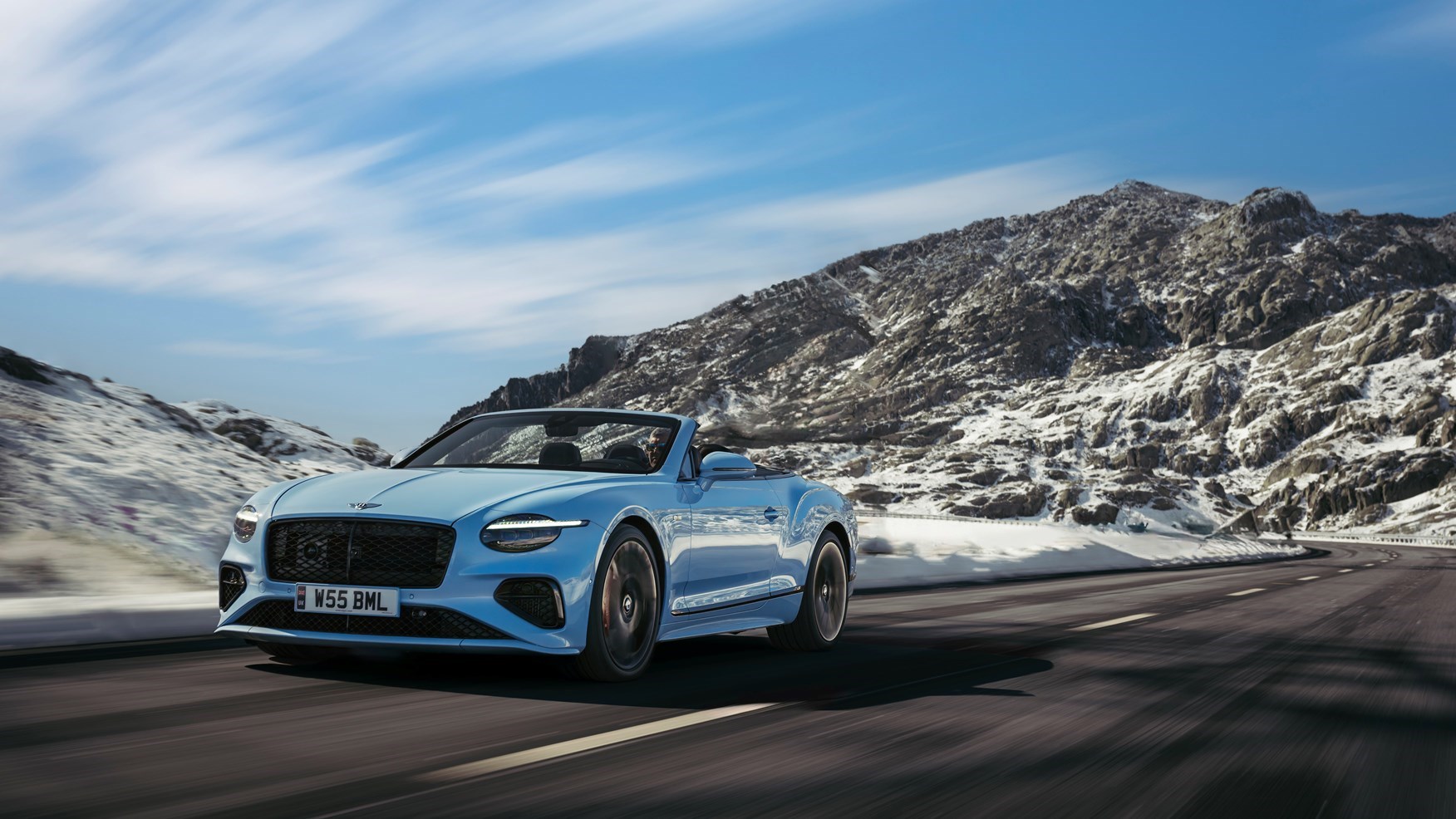 Bentley Continental GTC Speed Jetstream Blue driving