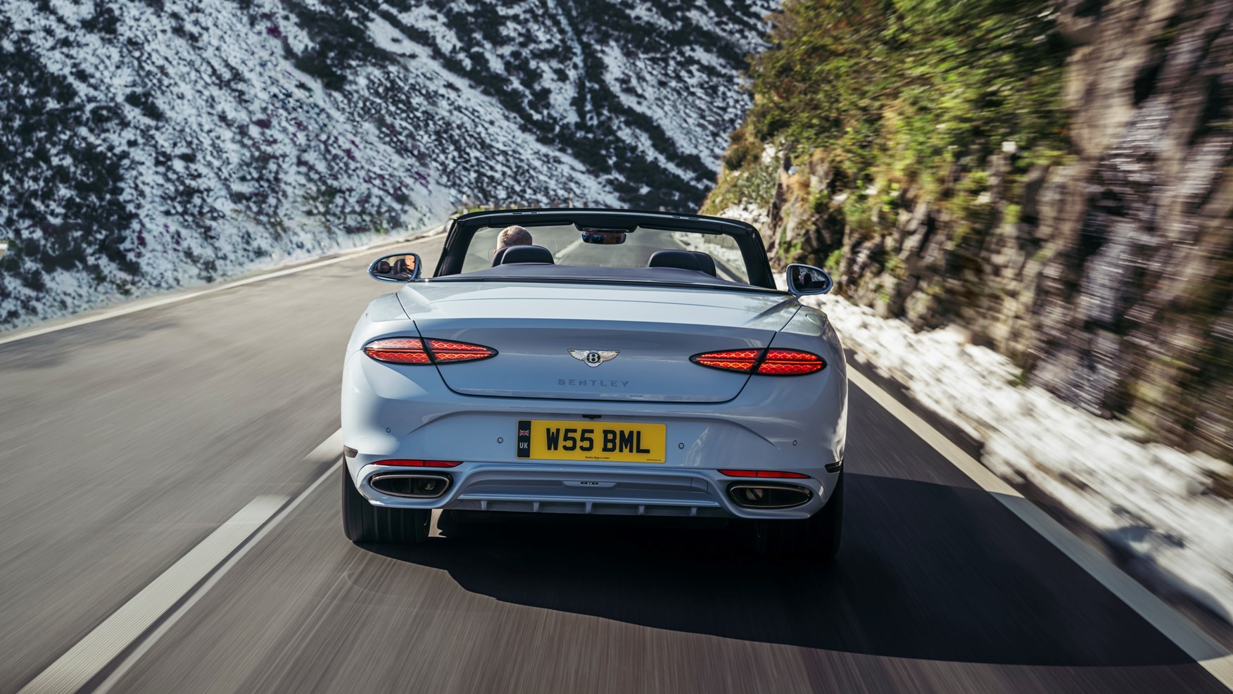 Bentley Continental GTC Speed Jetstream Blue rear driving